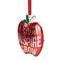 3.25" Red and Silver Plated Apple Teacher Christmas Ornament with European Crystals